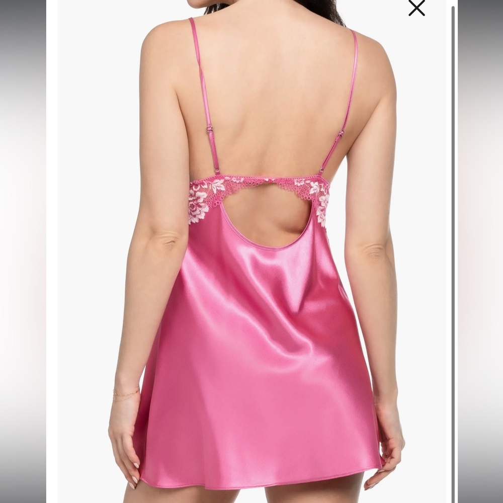 In Bloom Jonquil Annalee Pink Satin Lace Chemise Y2K Coquette Barbiecore Slip- L - Picture 2 of 10